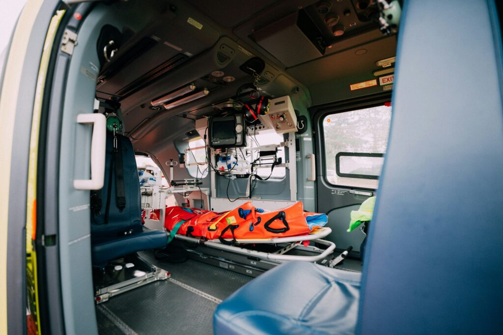 Air Ambulance Helicopter Configured for Medical Transport.